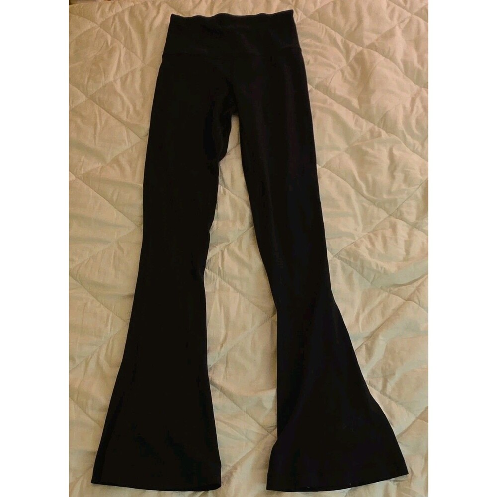Lululemon Black Flared Activewear Pants Size 4 Stretch Pull-On Solid LW5EUSS.04